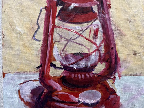 The Red Oil Lamp Still Life