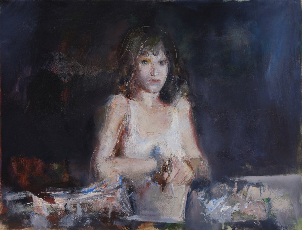 Expressive Portrait Oil Painting By Zakhar Shevchuk, 31 X 23", Lucy, Original Artwork