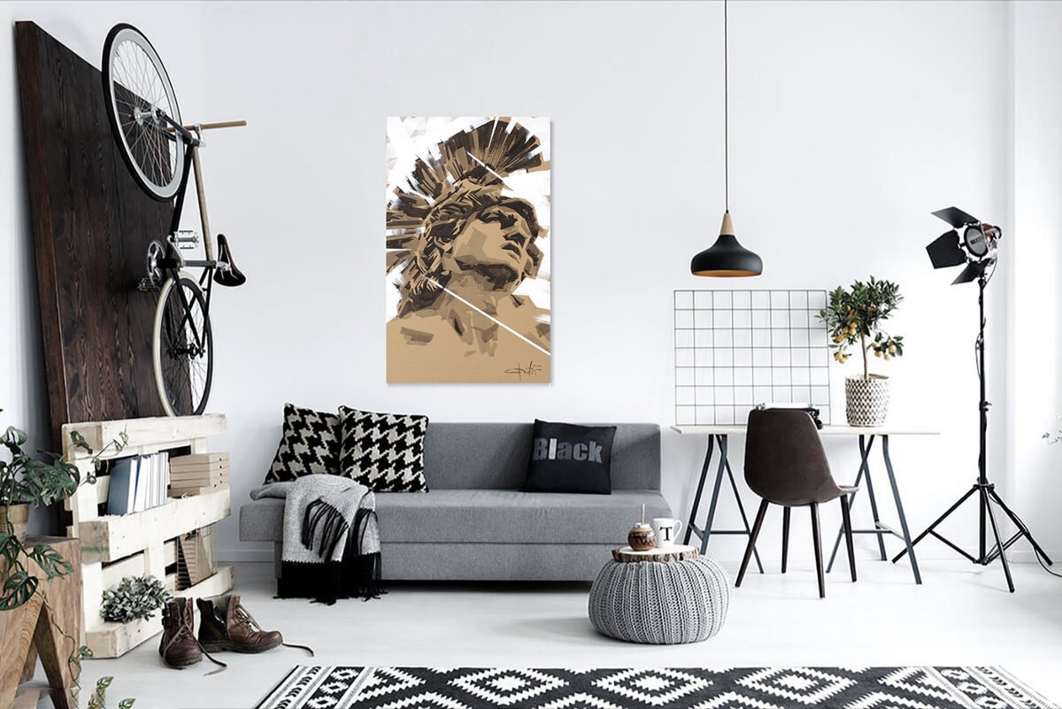 Expressive Portrait Ink Drawing By Dmytro Filatov, 28 X 47, Ares, Original Artwork