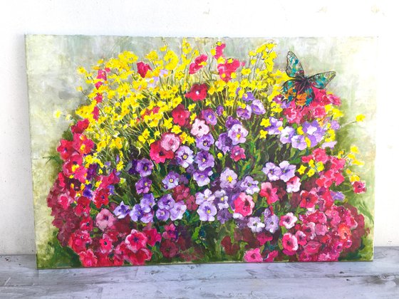 Summer flowers and butterfly