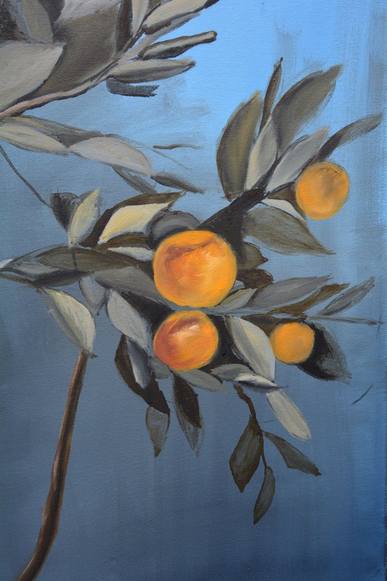 Orange tree Painting by Anna Brazhnikova wall art oil painting orange tree painting italian Rome fresco Livia Room decor original painting