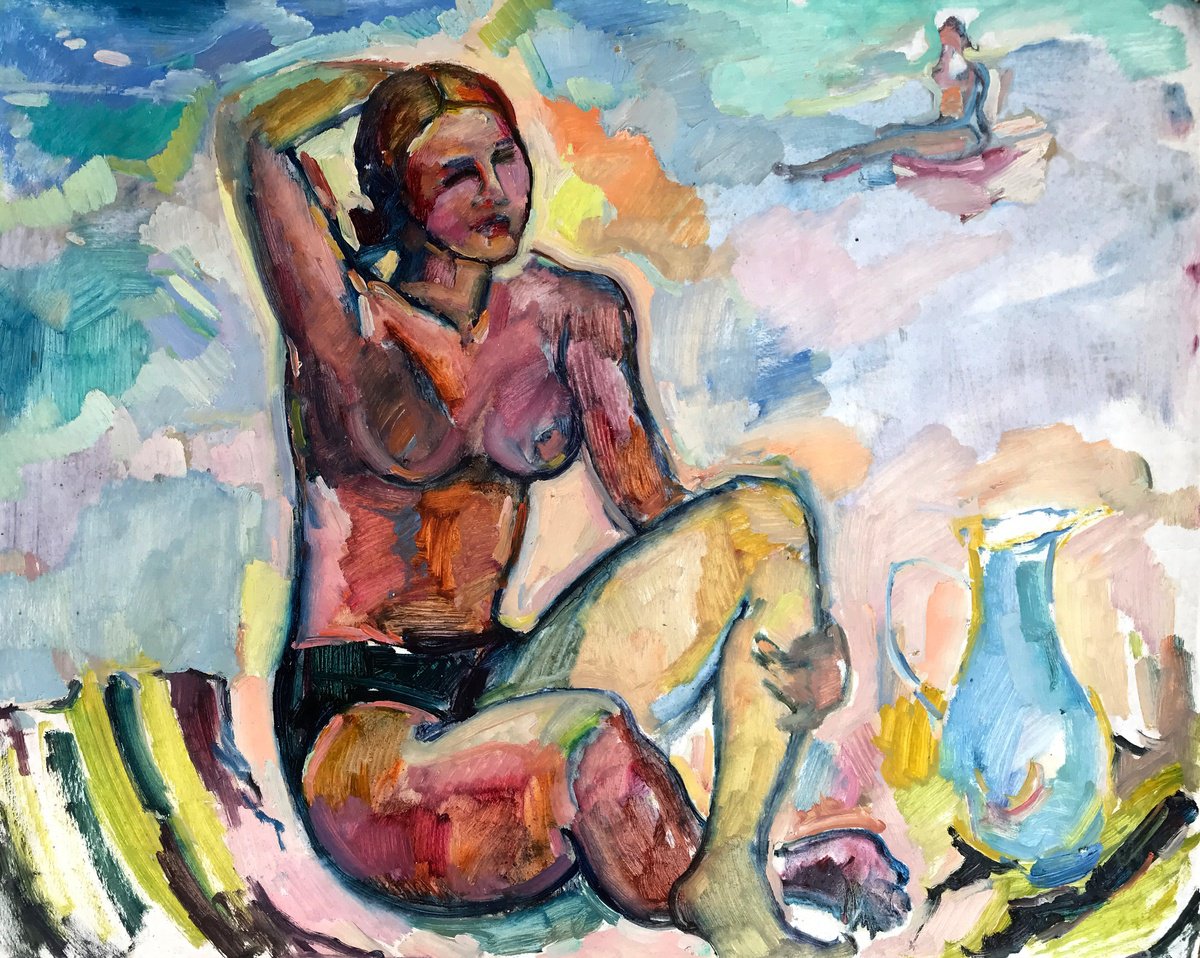 A girl sunbathing by Peter Tovpev