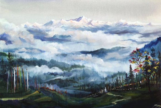 Cloudy Morning Kanchenjunga