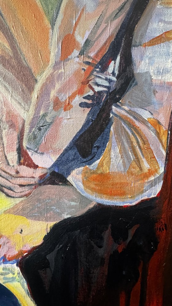 Seated Male Nude in Teal light