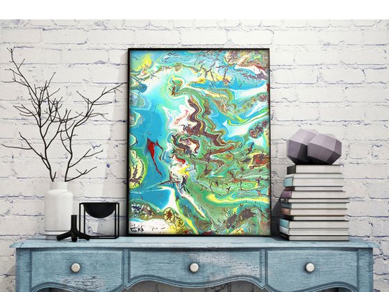 Original Acrylic Fluid Painting, Abstract Acrylic, Small Wall Art, Fluid Original Art, Fluid Acrylic, Housewarming Gift, Fluid Art Painting