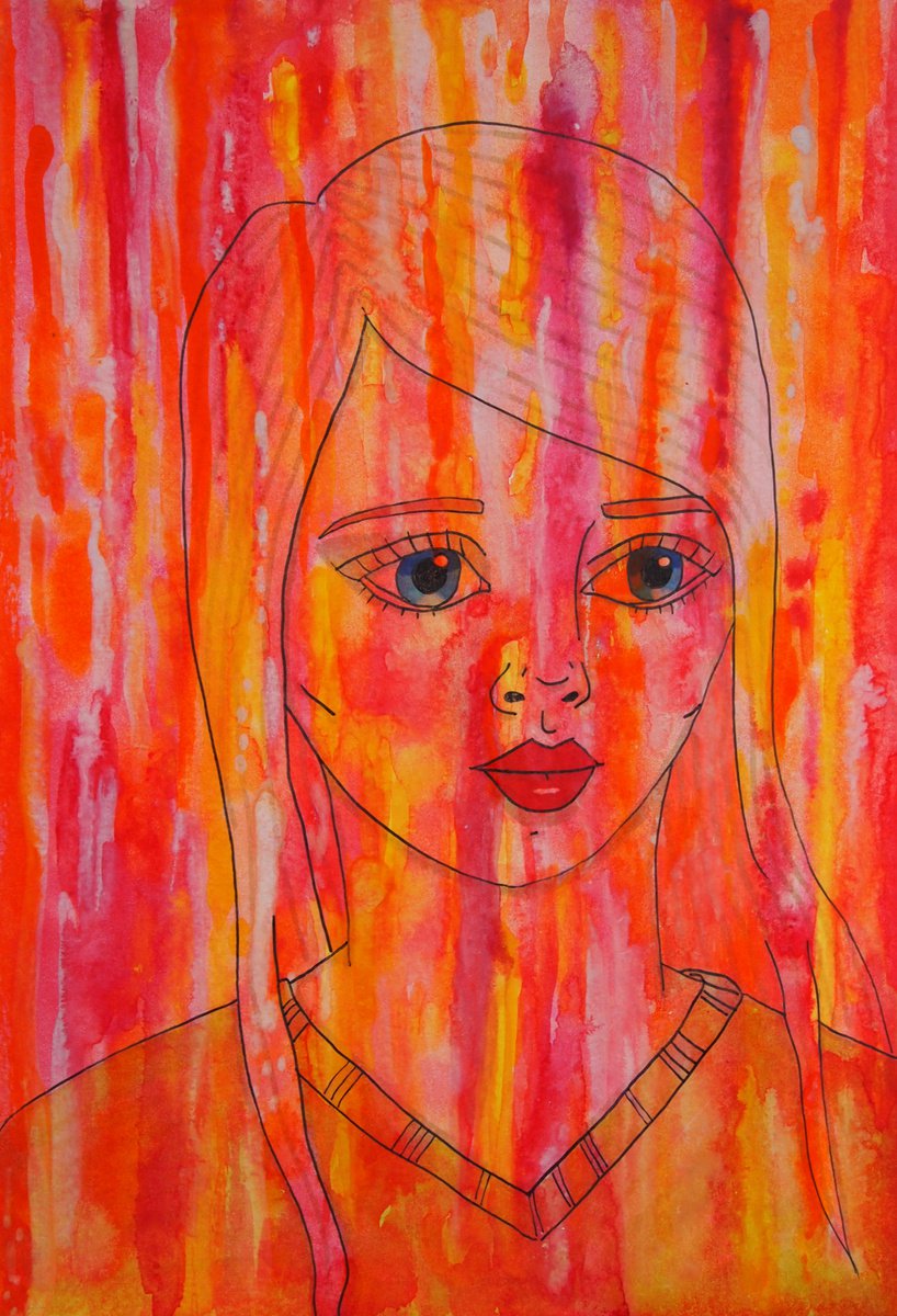 Abstract Red Portrait by Kitty Cooper