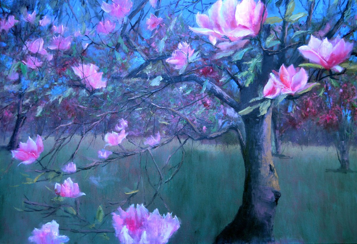 Magnolia in bloom by Elena Lukina