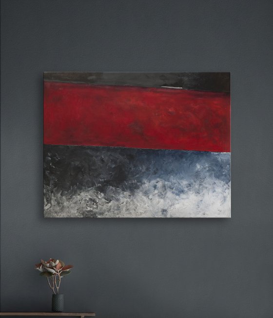 Redgray Landscape -Large Abstract Painting