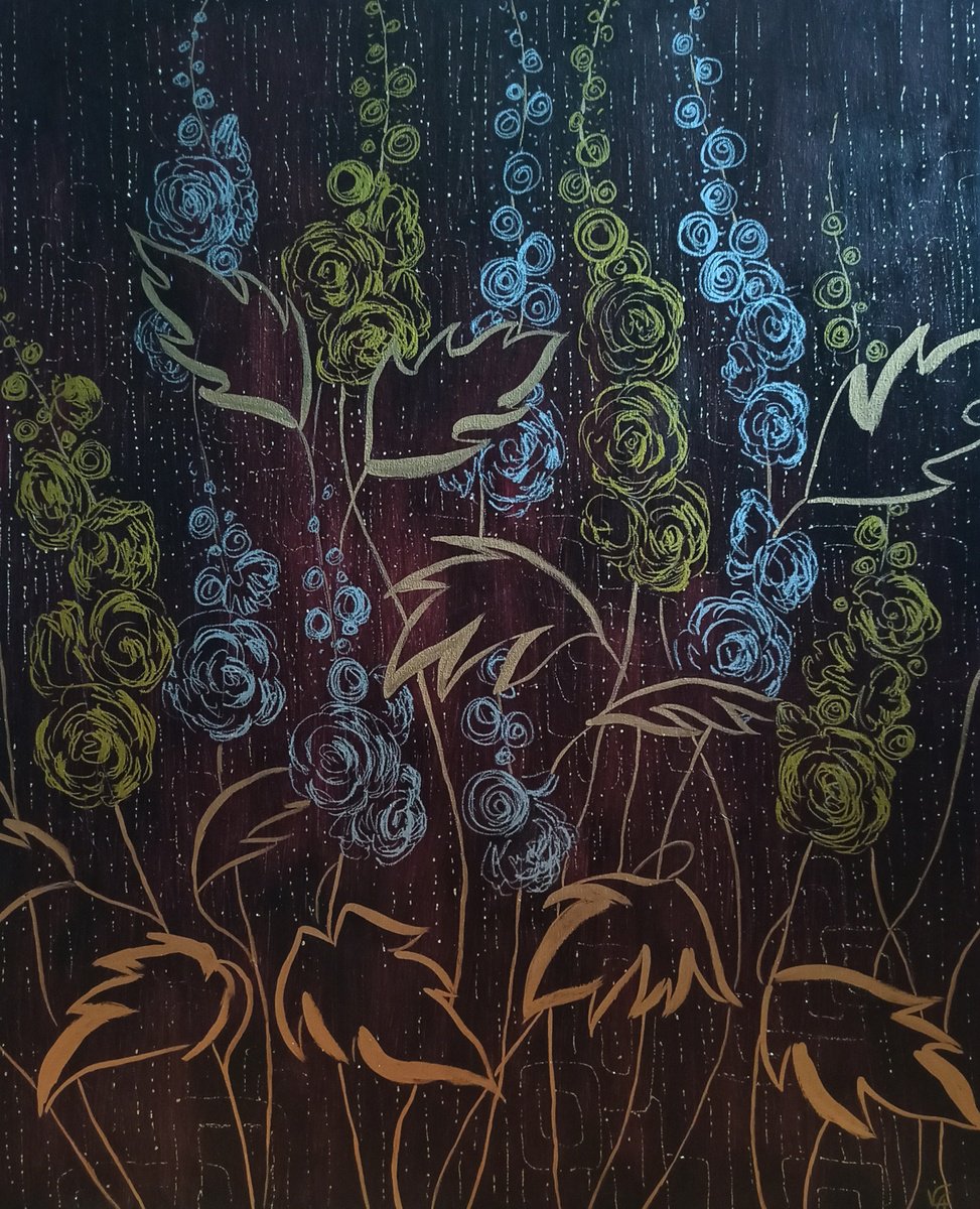 Organic Botanical Painting By Alona Vakhmistrova, 26 X 31, Mallow, Original Artwork