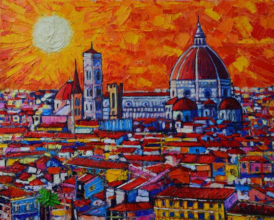 ABSTRACT SUNSET OVER DUOMO IN FLORENCE ITALY