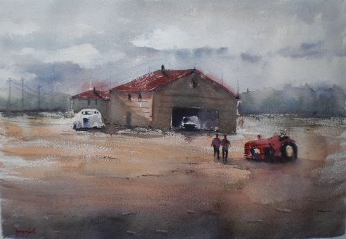old tractor and cars by Giorgio Gosti