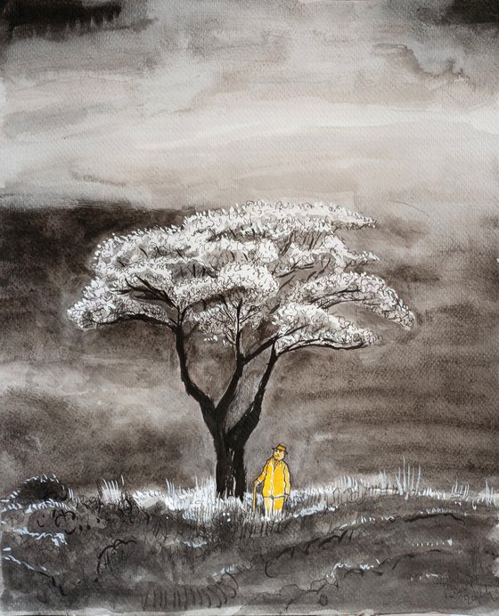 Tree with yellow man