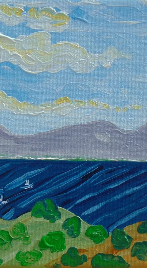 Mountain and Mediterranean Vista by Kirsty Wain