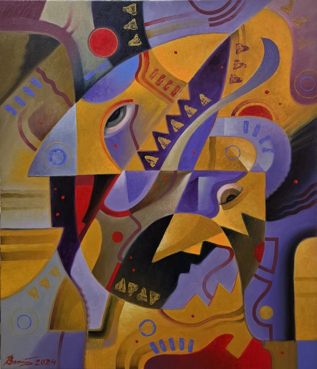 Abstract Animal Oil Painting By Serhii Voichenko, 24 X 28", Drakkar, Original Artwork