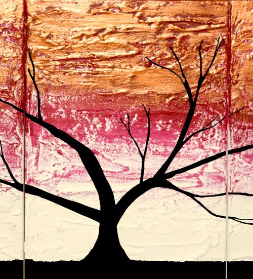 Burgundy Tree of Life artwork in acrylic by Stuart Wright