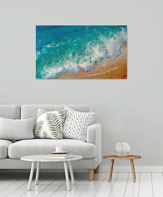 47.2” “Turquoise Sea” Seascape Painting