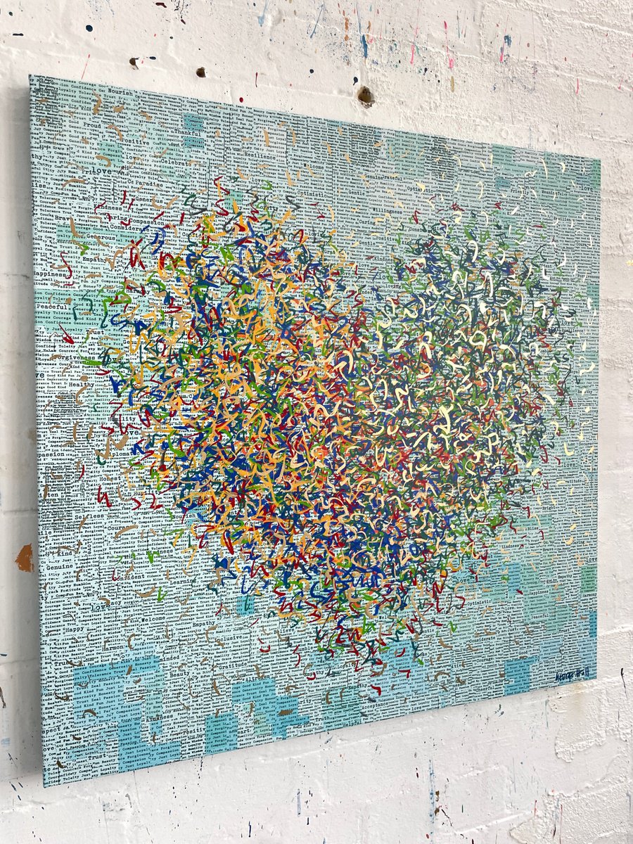 Impressionistic Abstract Painting By George Hall, 30 X 30, Tranquil Optimist, Original Artwork