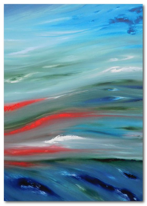 Sea glow - 50x70 cm,  Original abstract painting, oil on canvas