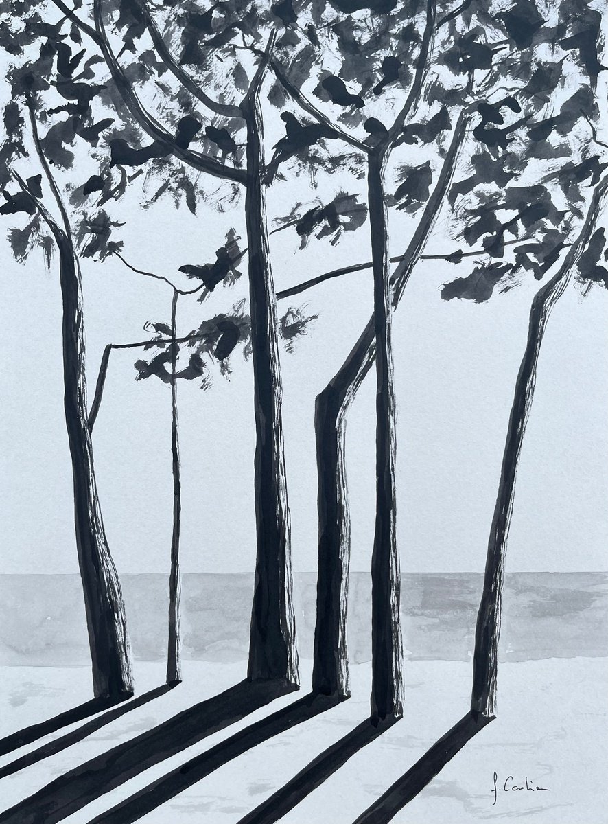 Landscape Acrylic Painting By Cadiou Frederic, 13 X 17, Cap Coz Avenue, Original Artwork