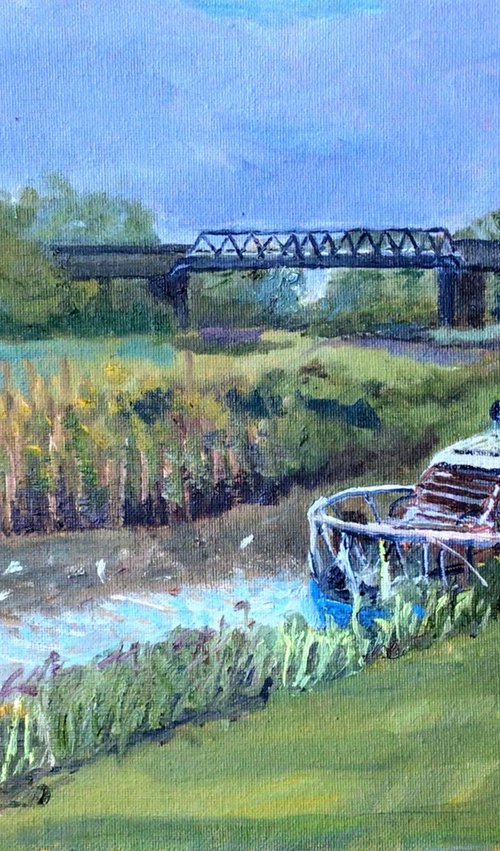 On the Stour near Sandwich. An original oil painting by Julian Lovegrove Art