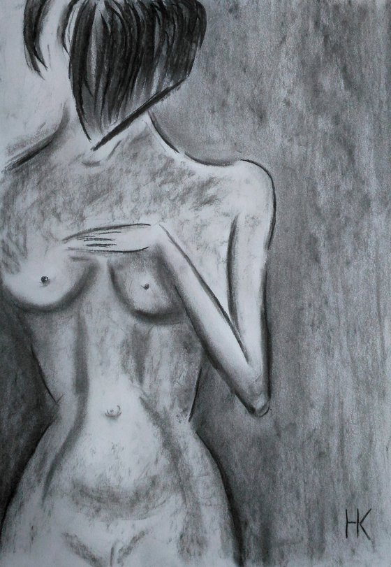 Female Nude original charcoal artwork