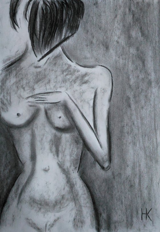 Woman Nude Charcoal Art