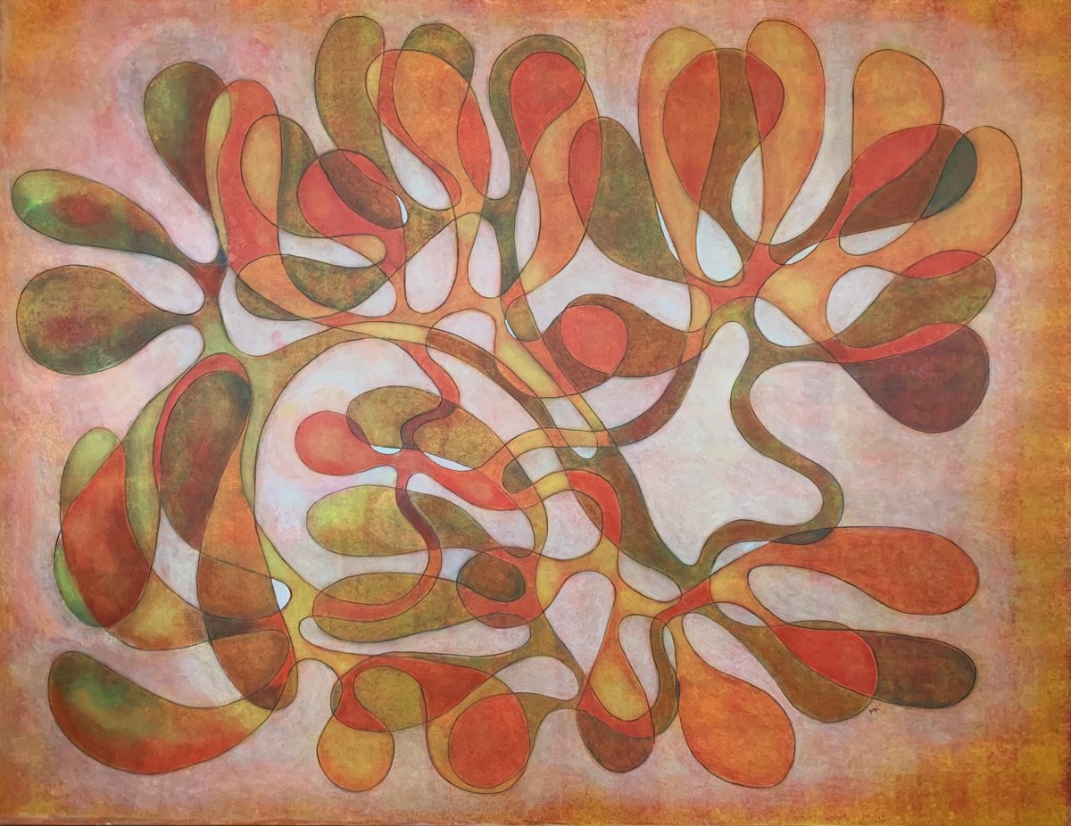 Abstract Acrylic Painting By Maarit Korhonen, 47 X 36", Chorus, Original Artwork