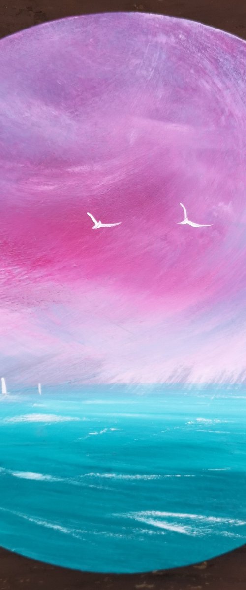 Circular Blue 2, energetic seascape by Mel Graham