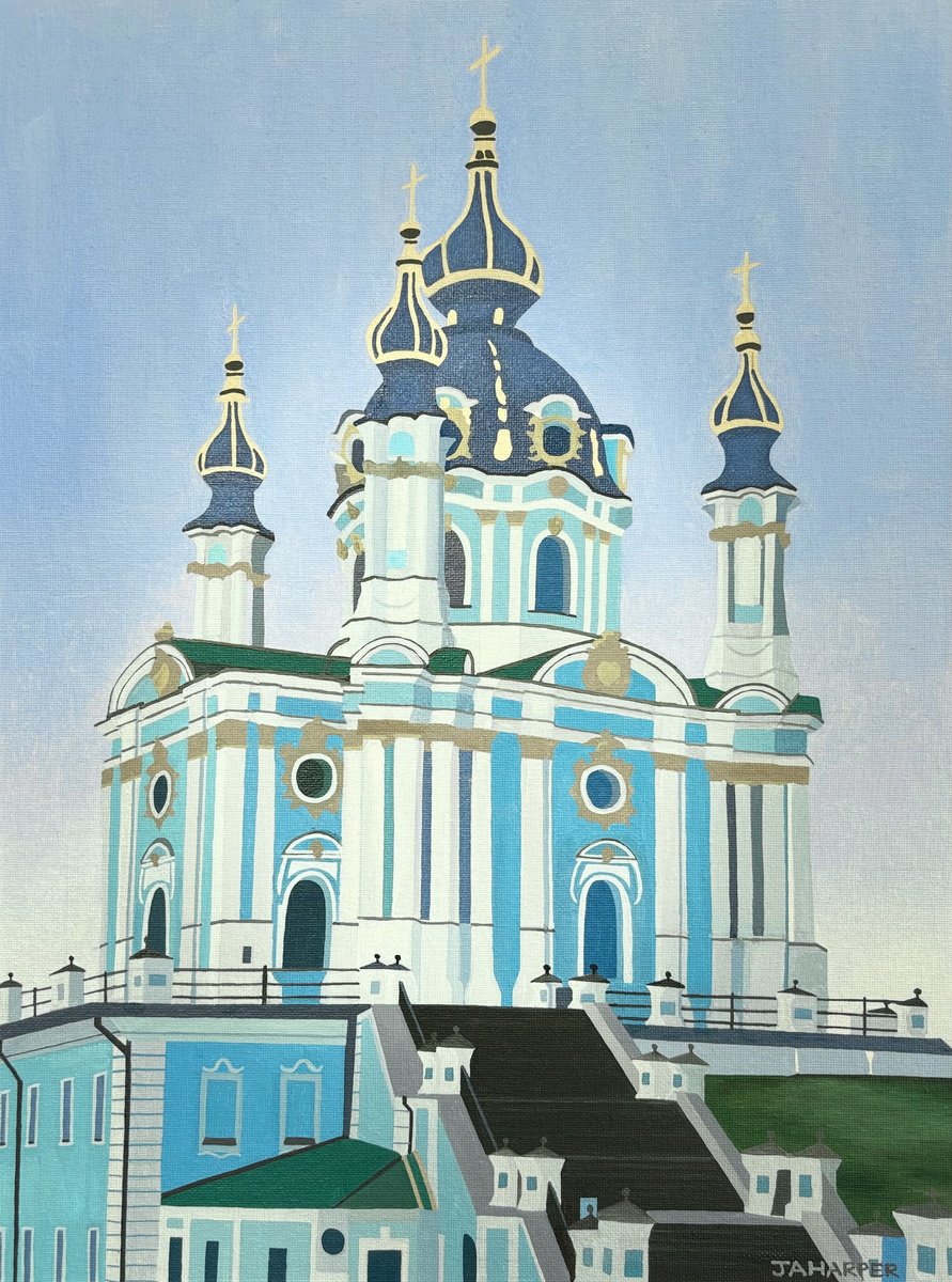 Photorealistic Cityscapes Oil Painting By Jill Ann Harper, 15 X 19, St Andrew