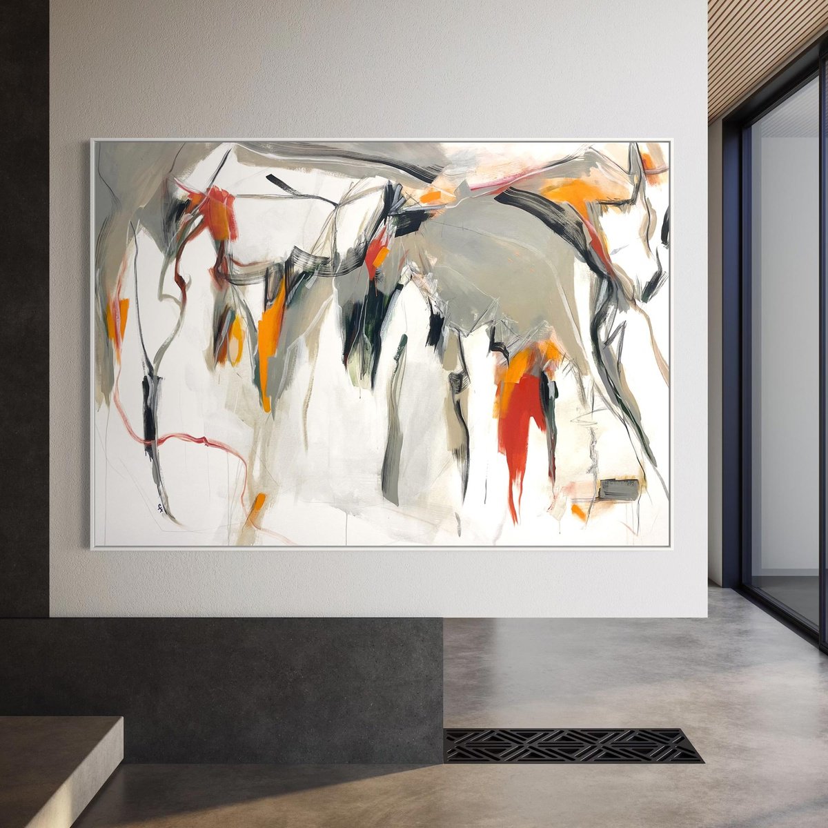 Expressive Abstract Acrylic Painting By Cheryl Harrison, 67 X 47, Nomadic Traces, Original Artwork