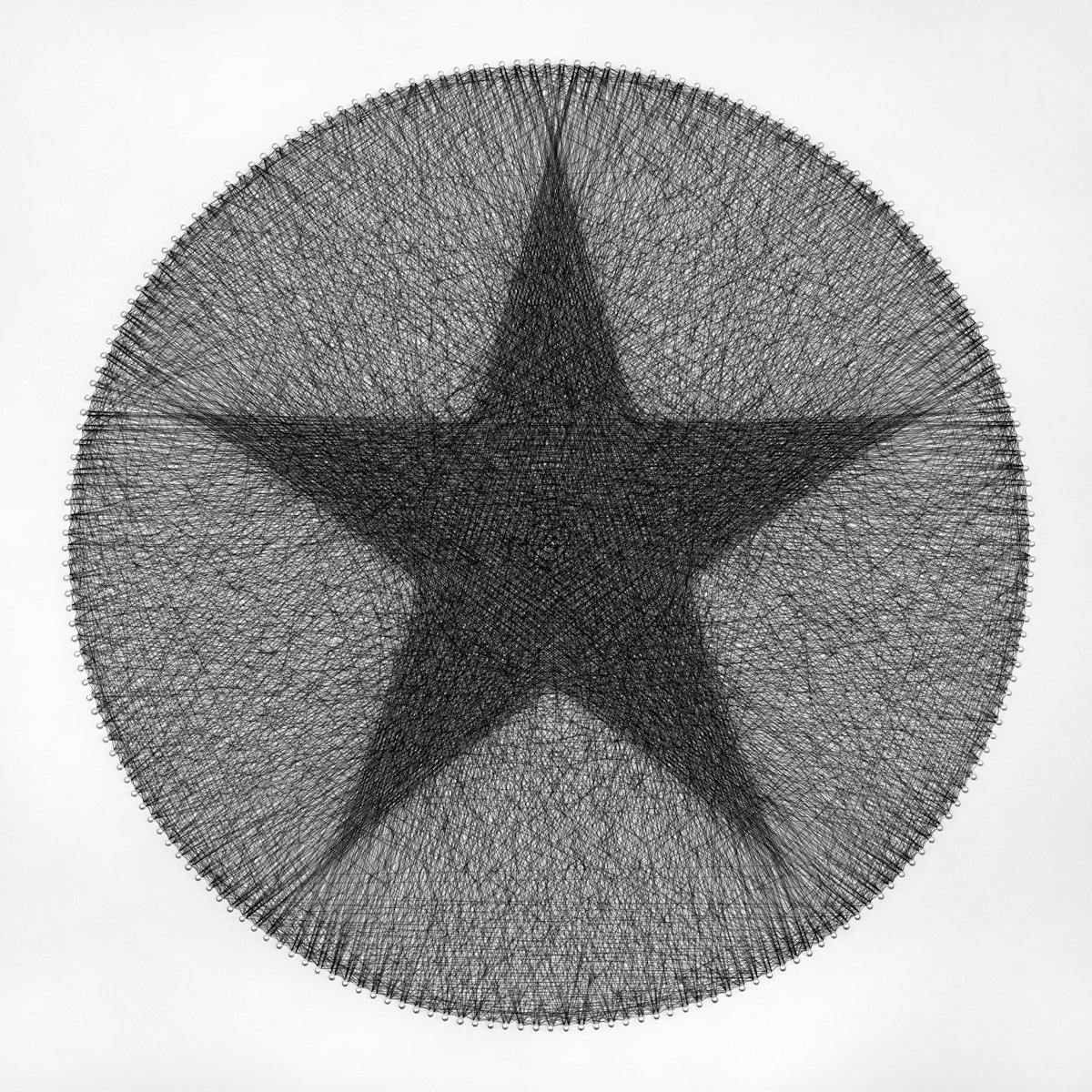 Geometric Abstract Sculpture By Andrey Saharov, 22 X 22, Radiating Star String Art, Original Artwork