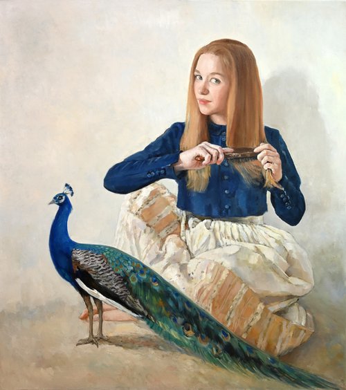 Girl With a Peacock by Anna Belan