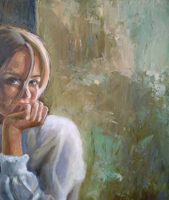 Tale 60x50cm ,oil/canvas, impressionistic portrait