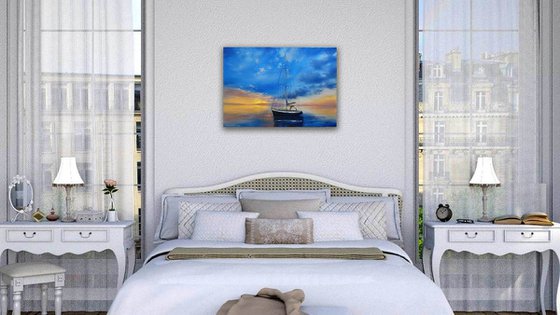 Seascape Morning calm - Seascape painting,  sunrise  painting