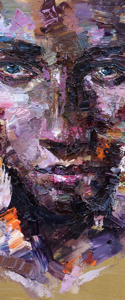 Face on Gold #3 Abstract Portrait by Anastasiia Valiulina