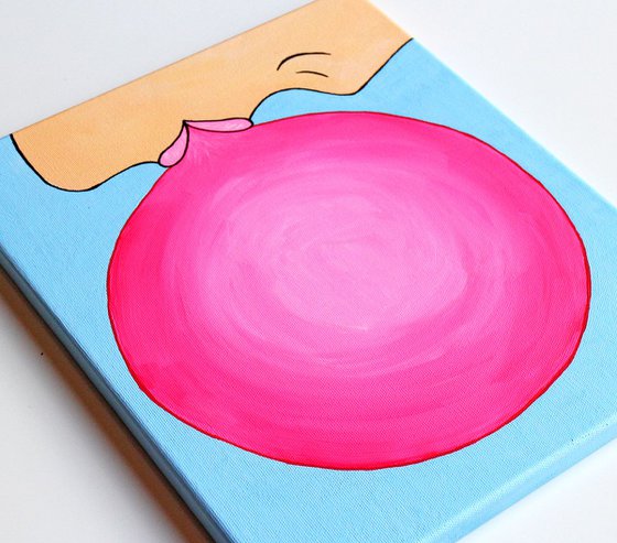 Pop! Large Bubble Gum Bubble Pop Art Painting On Canvas