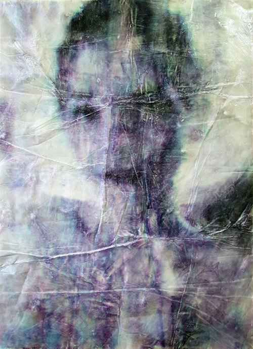 Claudia (n.341) - 52,00 x 71,50 x 2,50 cm - ready to hang - mix media painting on stretched canvas by Alessio Mazzarulli