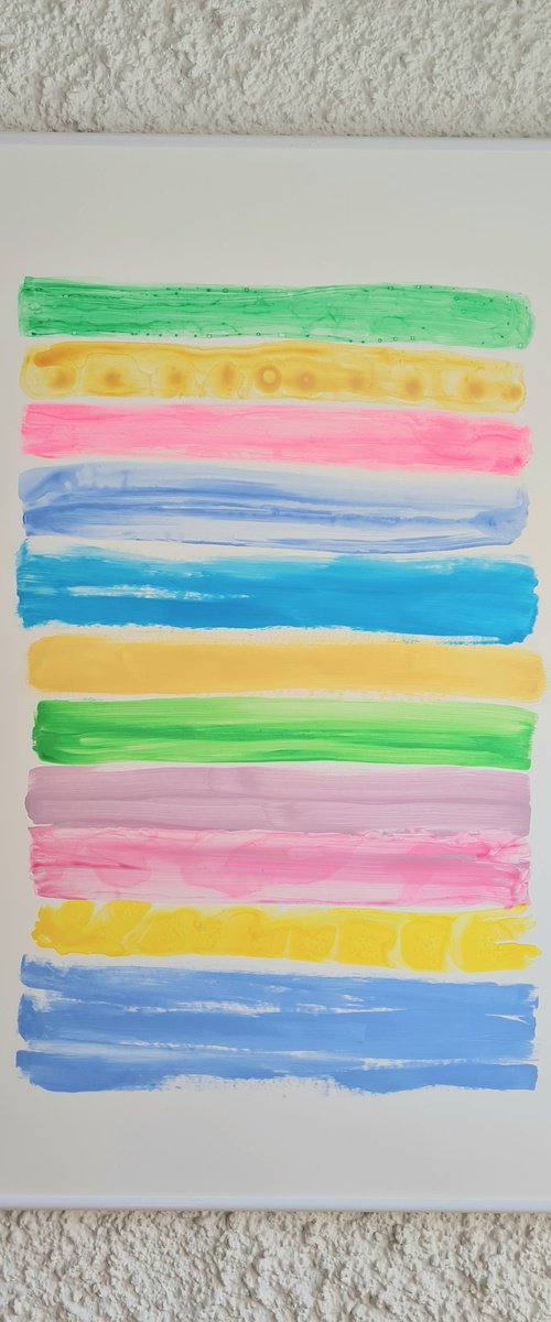 Happy Stripes Blue by Wioletta Gancarz