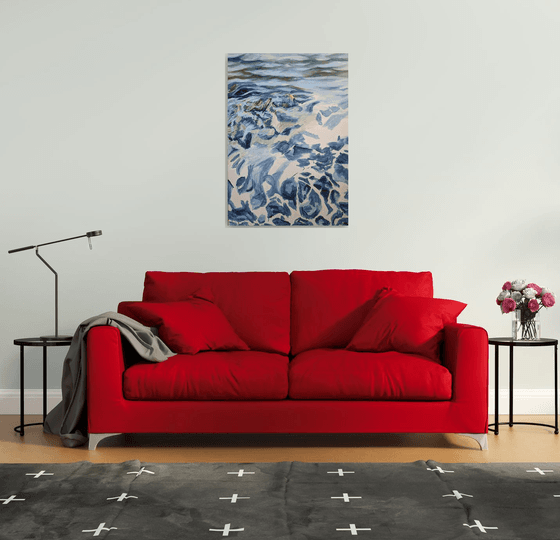 Structure of the sea - Abstract oil painting - Large interior painting