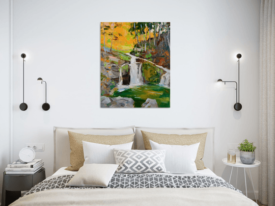 Mountains River Painting Forest Original Oil Painting Oil on Canvas