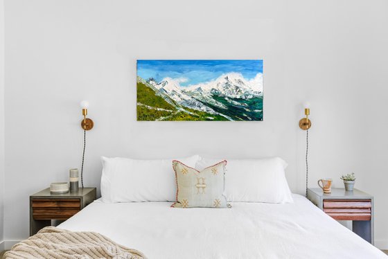 Mountain Original Oil Painting on Canvas, Winter Landscape Large Wall Art, Slovak Home Decor