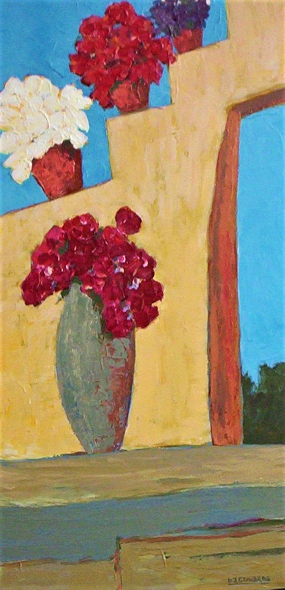 Impressionistic Still Life Acrylic Painting By David J Edwards, 18 X 36, July Afternoon, Original Artwork