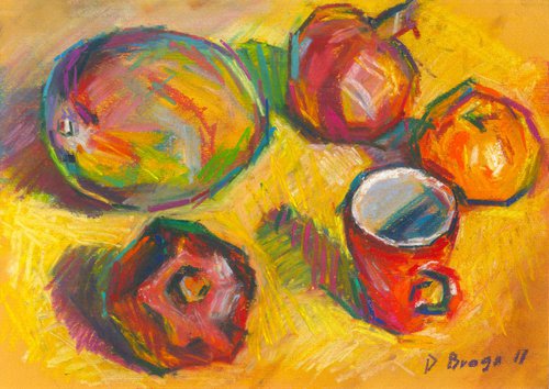 Still life with mango (pastel) by Dima Braga