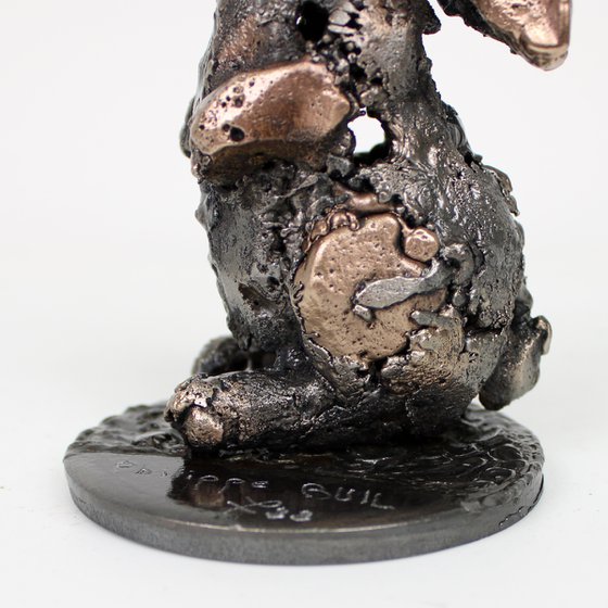 Rabbit 20-22 - Metal animal sculpture - bronze and steel lace