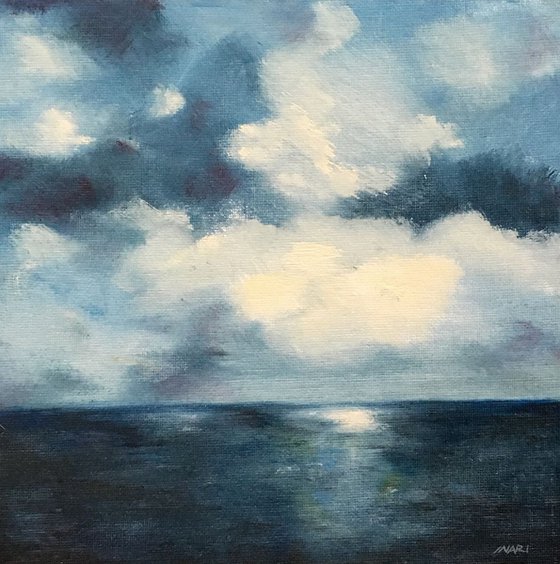 Stormy skies landscape painting small oil painting