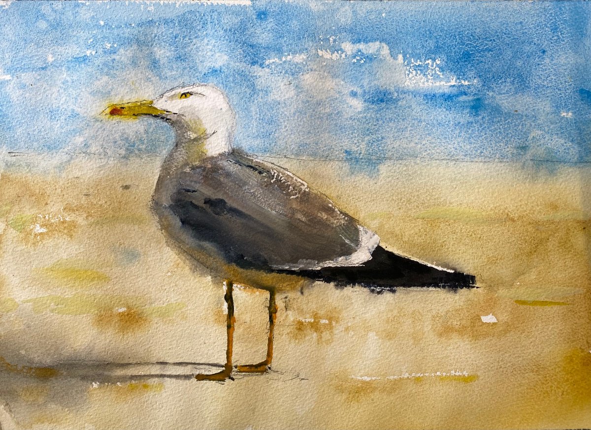 Impressionistic Watercolour , Cliff, My Friend From The Beach Says-.. By Paul Mitchell, 14 X 11, Artwork For Sale On Artfinder