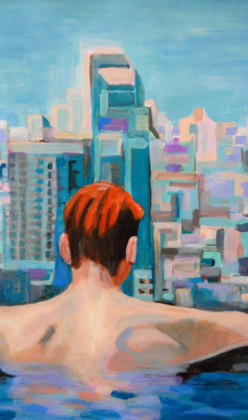 Man in the pool / 70 x 50 cm by Alexandra Djokic