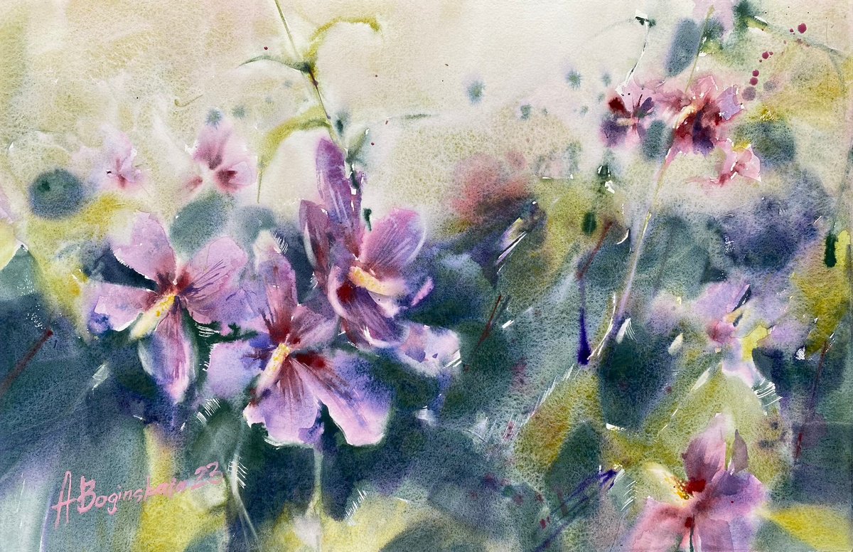 Hibiscus 3 - original watercolor by Anna Boginskaia