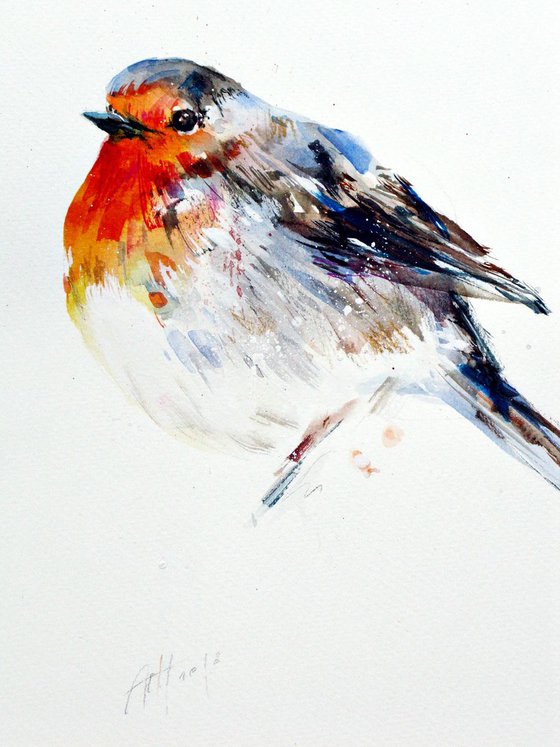 robin watercolour 5 minutes