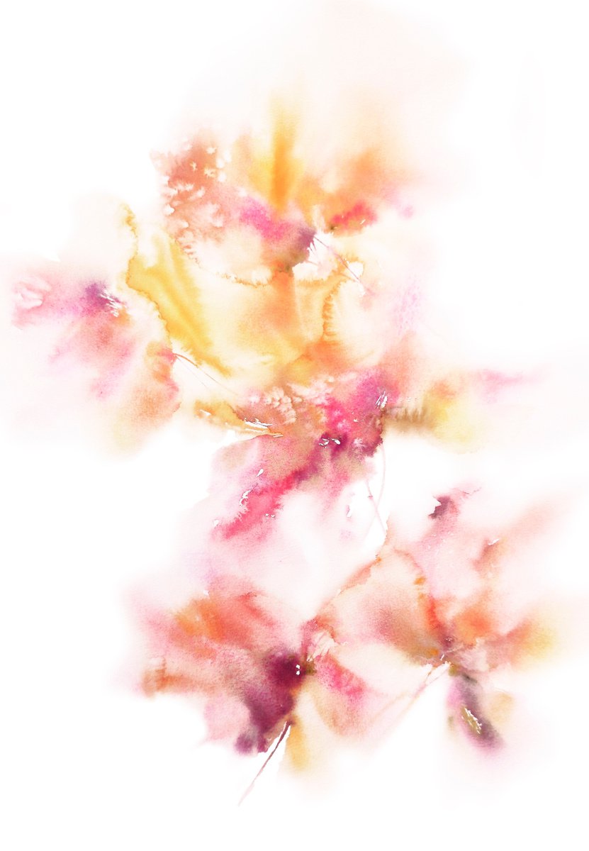 Loose flowers, abstract floral art Peonies by Olya Grigo
